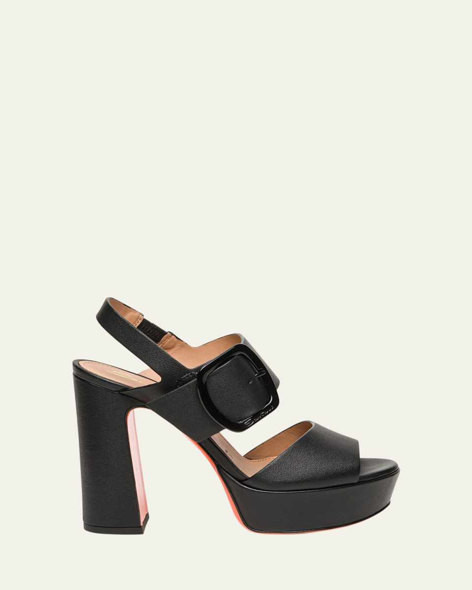 Bruxel Leather Buckle Platform Sandals